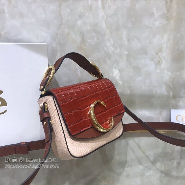 Chloe女包 克洛伊經典C Bag拼色鱷魚壓紋手提包 Chole手提肩背斜挎包  jjh1382